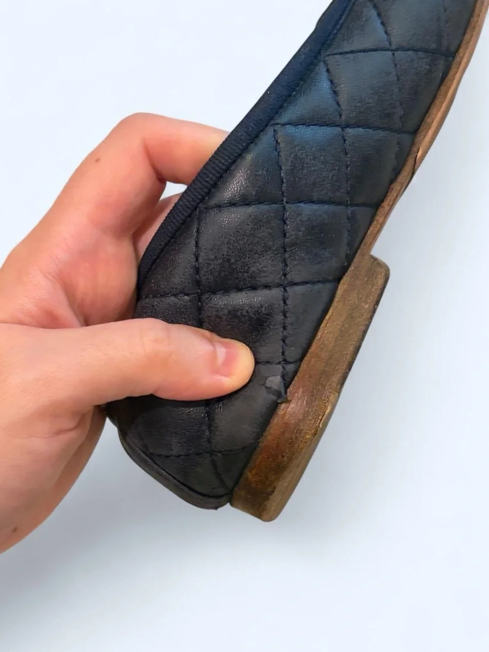Chanel Black Quilted Leather Ballerina Flats